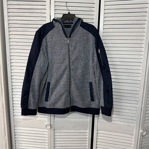 INC International Concepts Men's Zip-Up Sweater - Gray and Navy